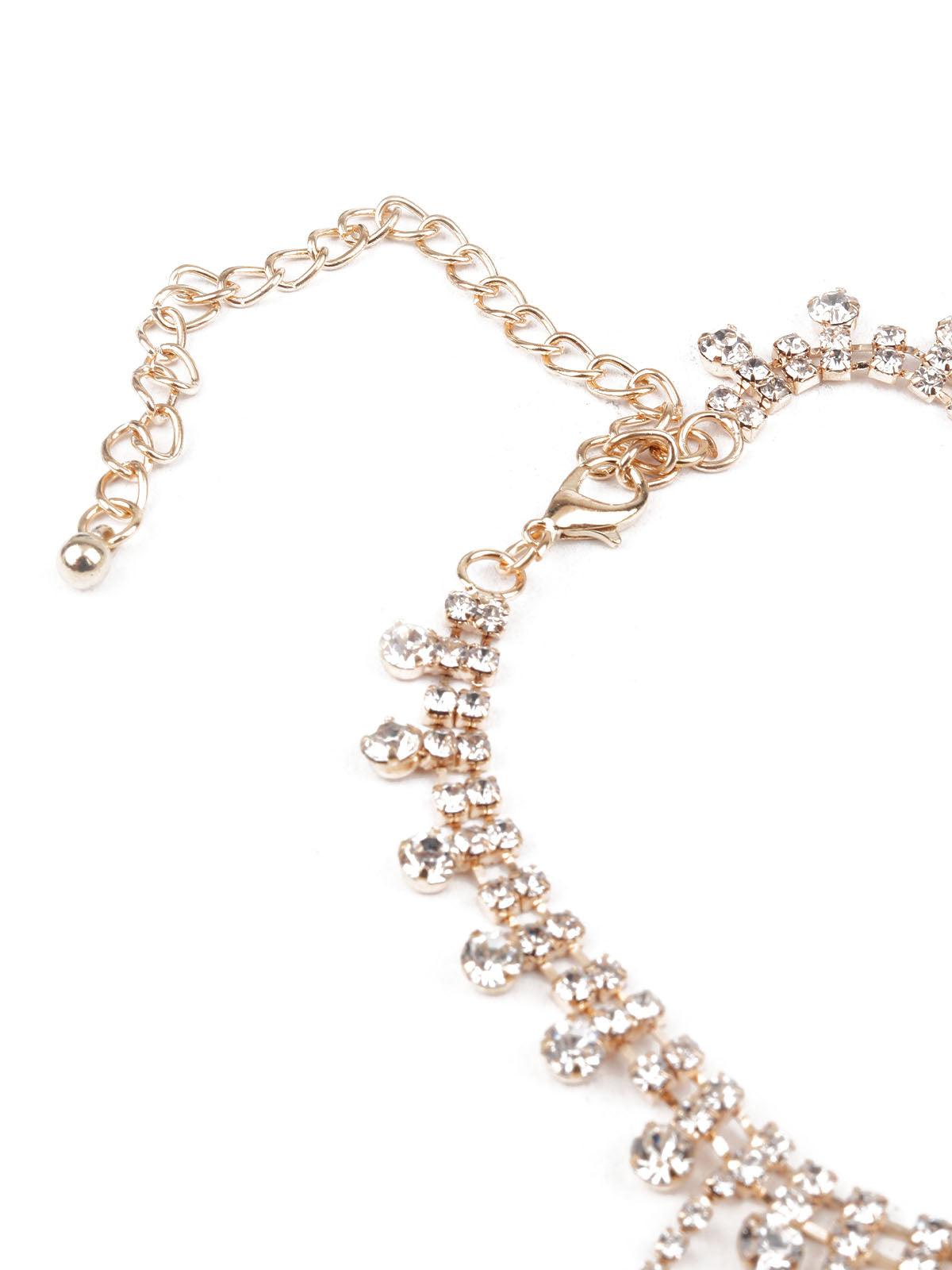 Women's Delicate Gold Stones Studded Neckpiece - Odette