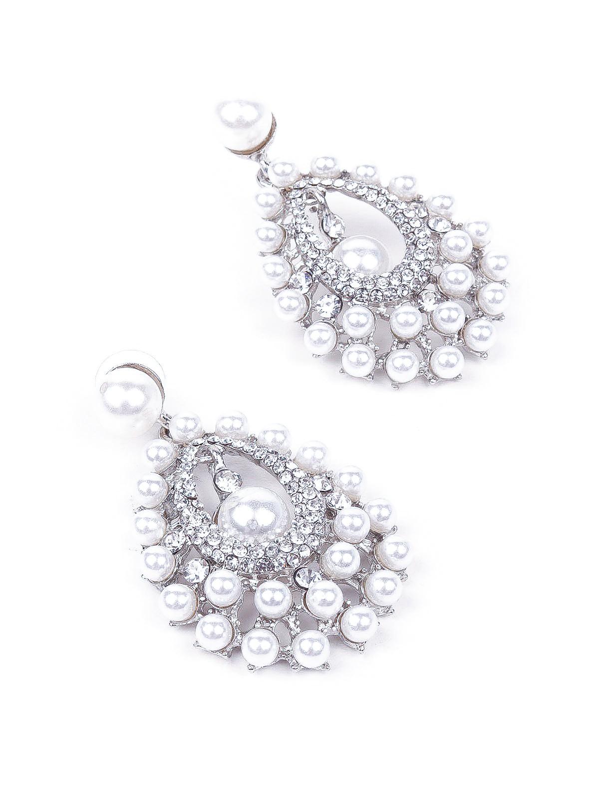 Women's Delicate Pearl And Crystal Teardrop Earrings - Odette