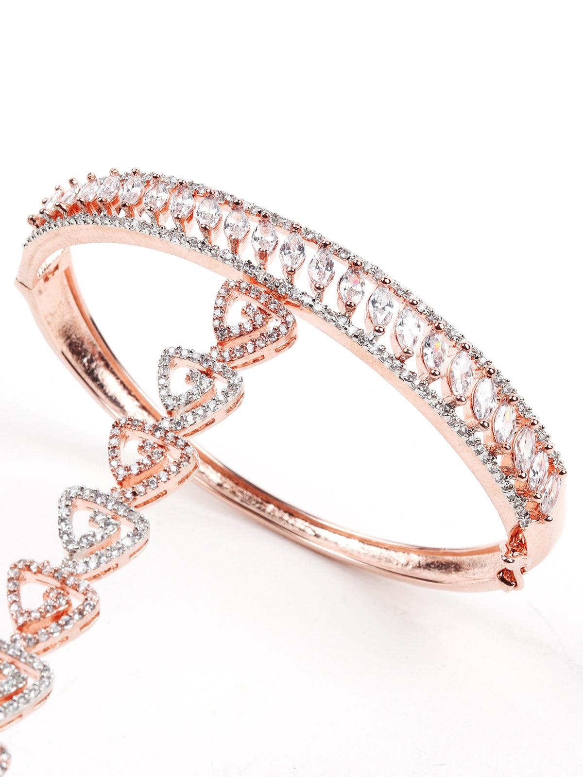 Women's Delicate Studded Gold-Tone Bracelet Ring - Odette