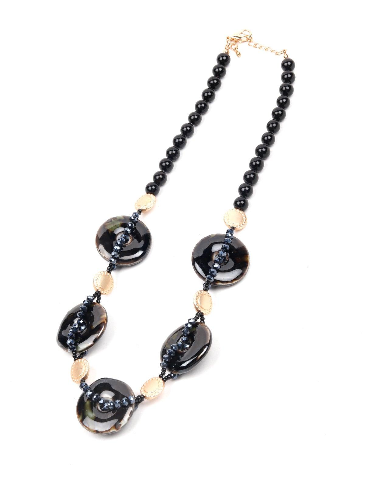 Women's Designer Black Beaded Boho Necklace - Odette