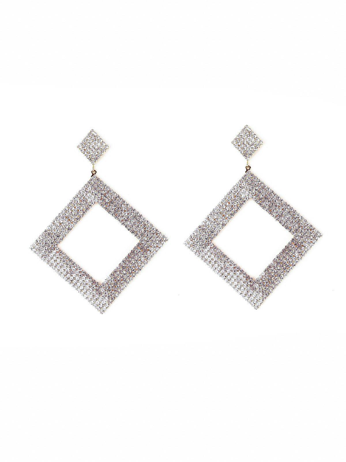 Women's Designer Diamond-Shaped Crystal-Studded Earrings - Odette