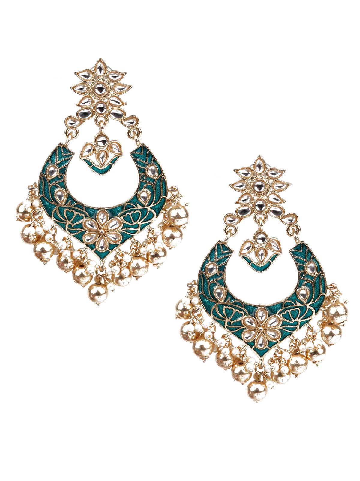 Women's Designer Green Dangler Earrings - Odette