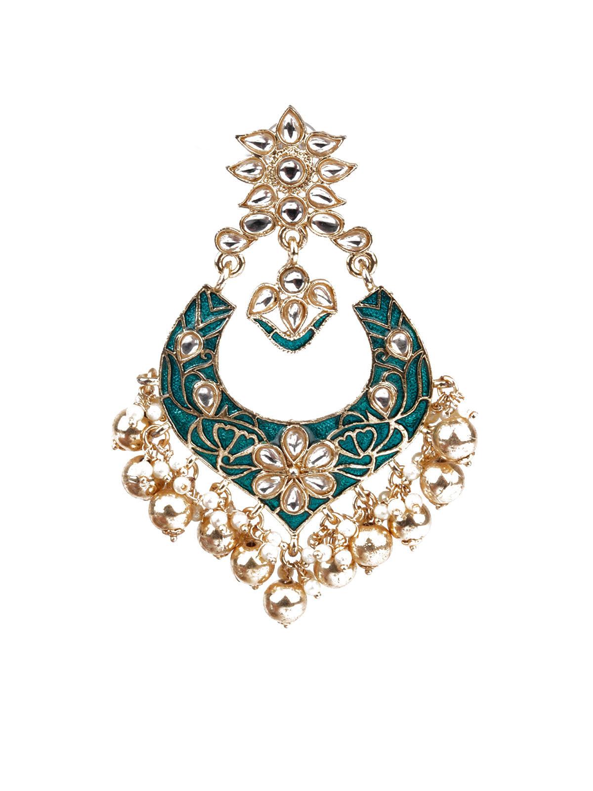 Women's Designer Green Dangler Earrings - Odette