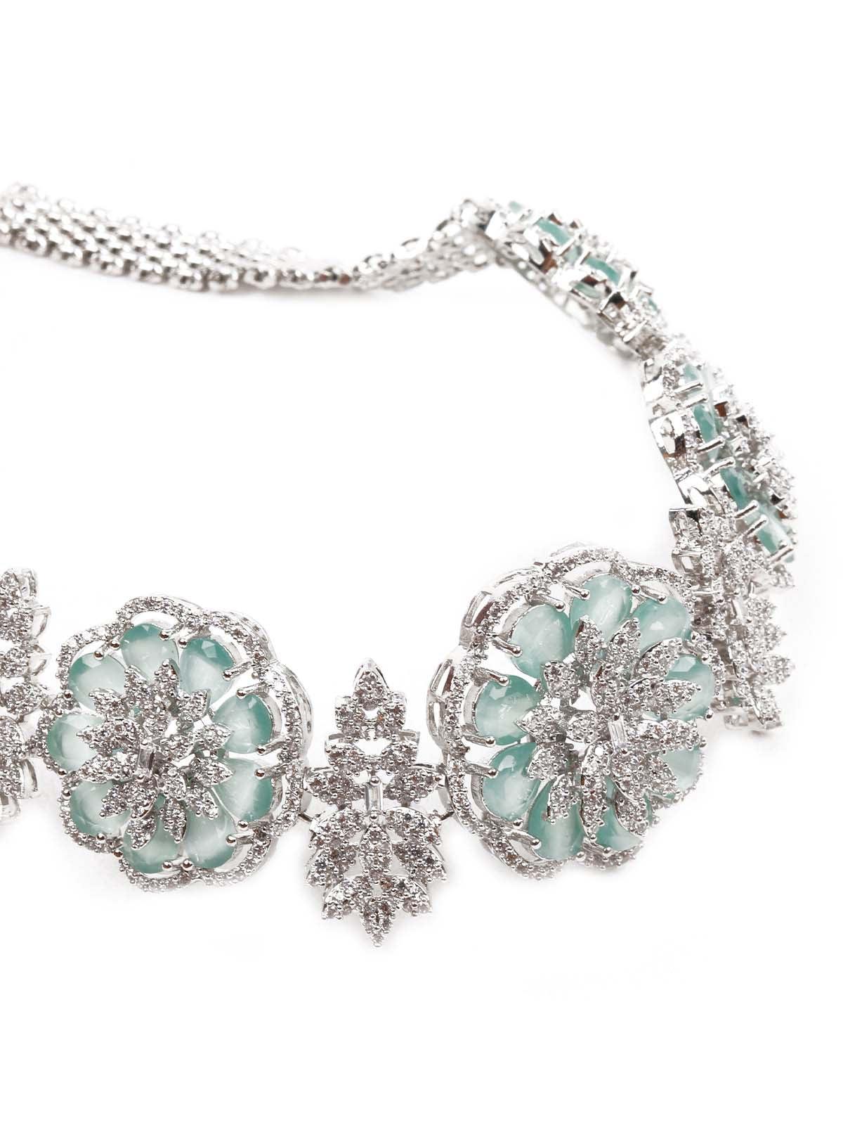 Women's Designer Green Stones Necklace Set - Odette