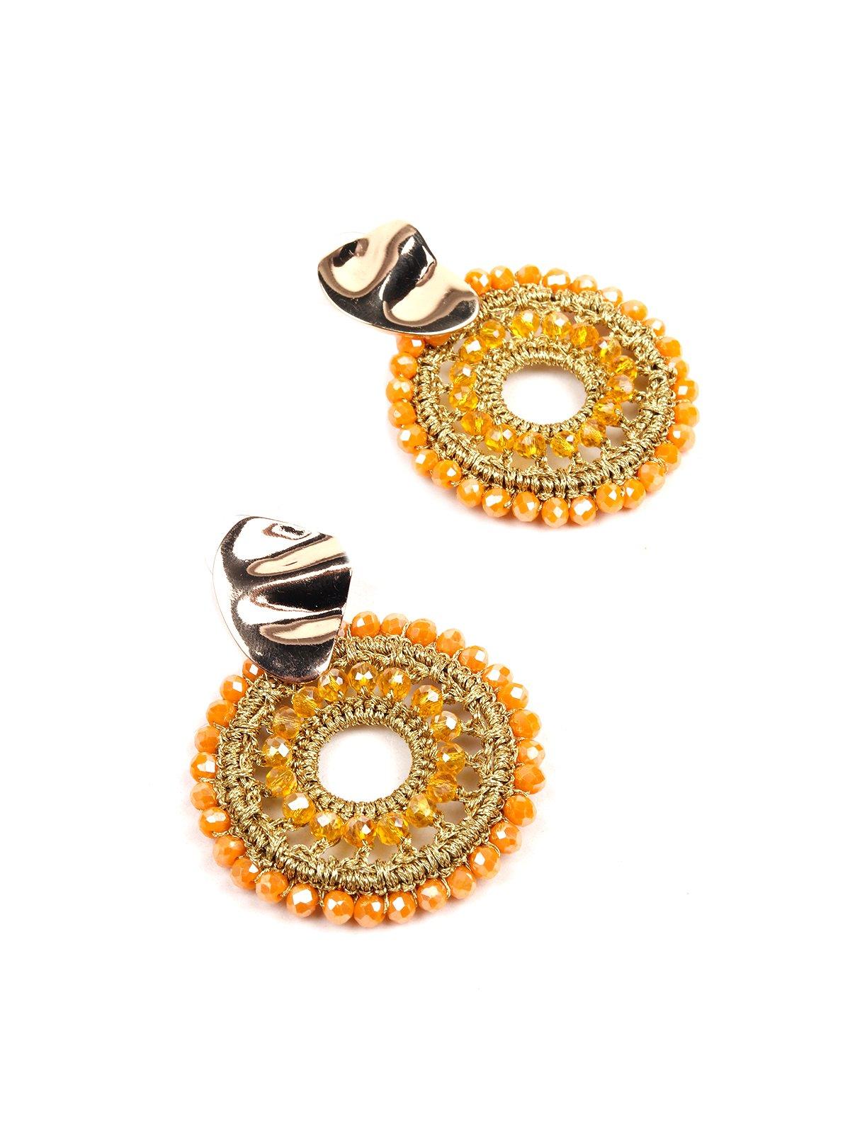 Women's Designer Orange Beaded Hoop Earrings - Odette
