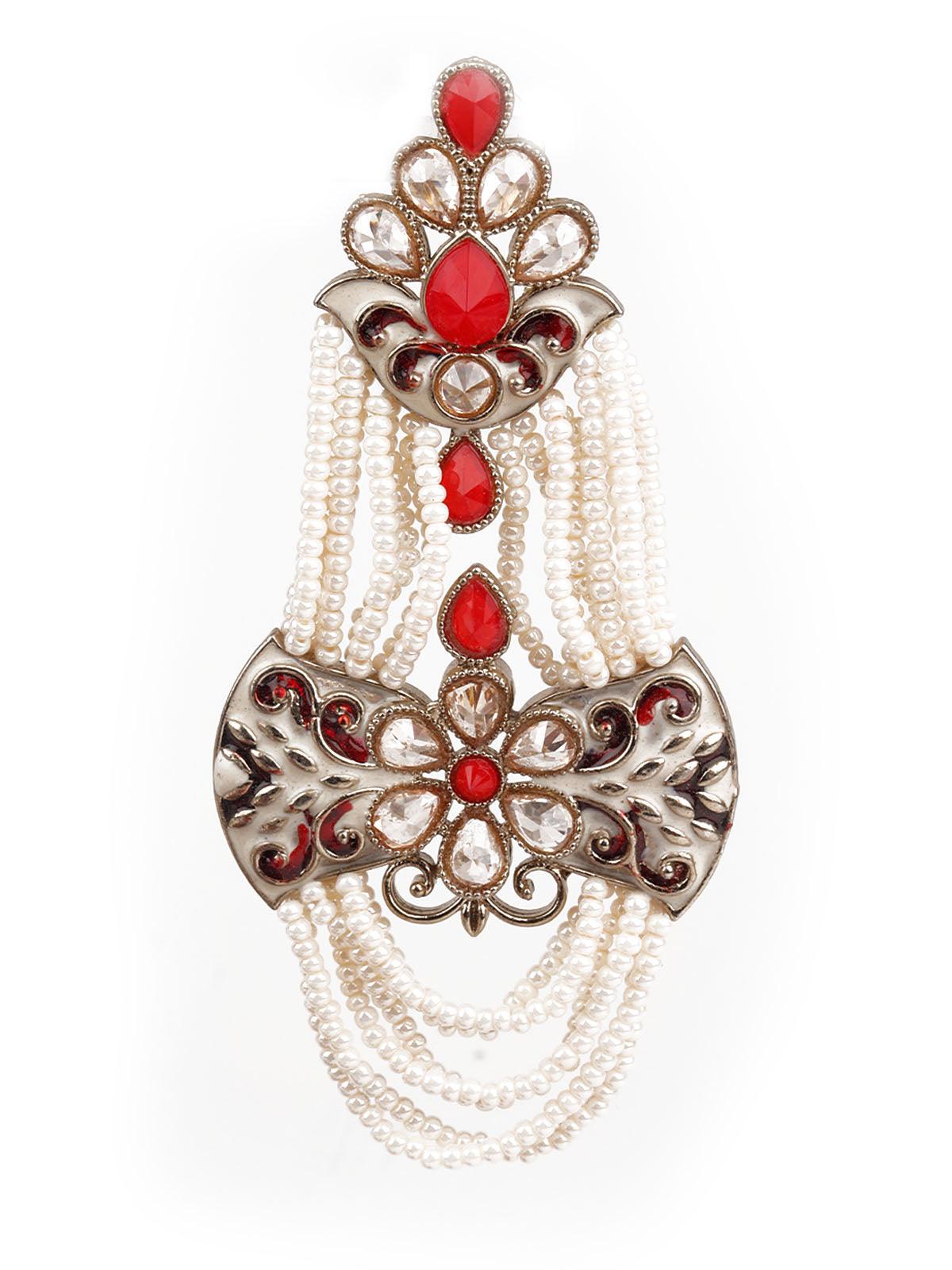 Women's Designer Red And White Dangler Earrings - Odette