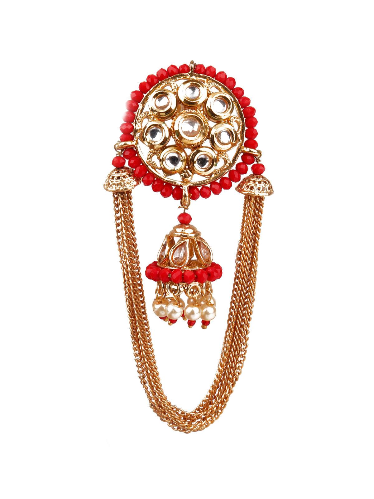 Women's Designer Red Jhumki Earrings - Odette