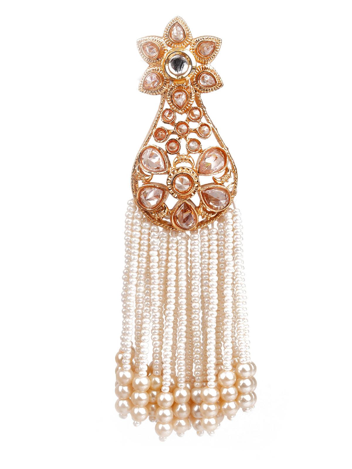 Women's Designer White And Gold Dangle Earrings - Odette