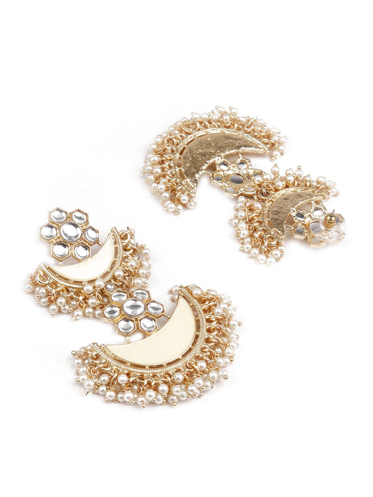 Women's Designer Yellow And Gold Chandbali Earrings For Women - Odette