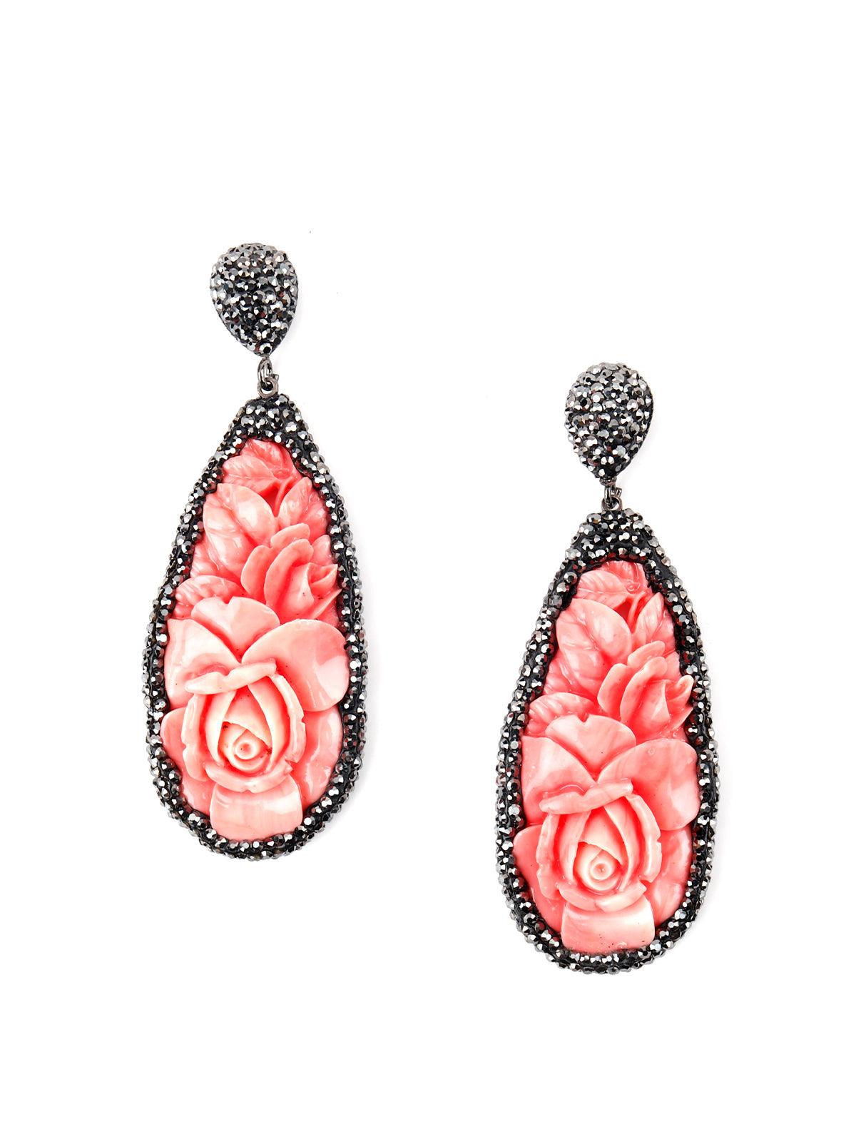 Women's Dew Drop Shape Pink Dangle Earrings - Odette