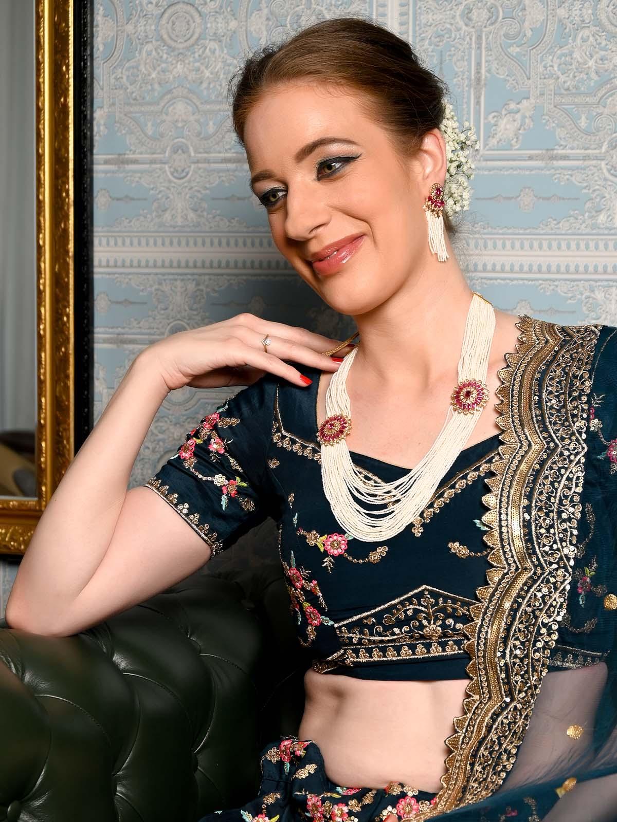 Women's Double Brooch Pearl Necklace - Odette