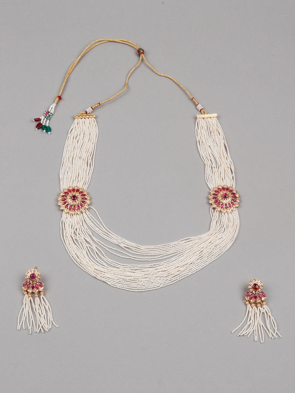 Women's Double Brooch Pearl Necklace - Odette
