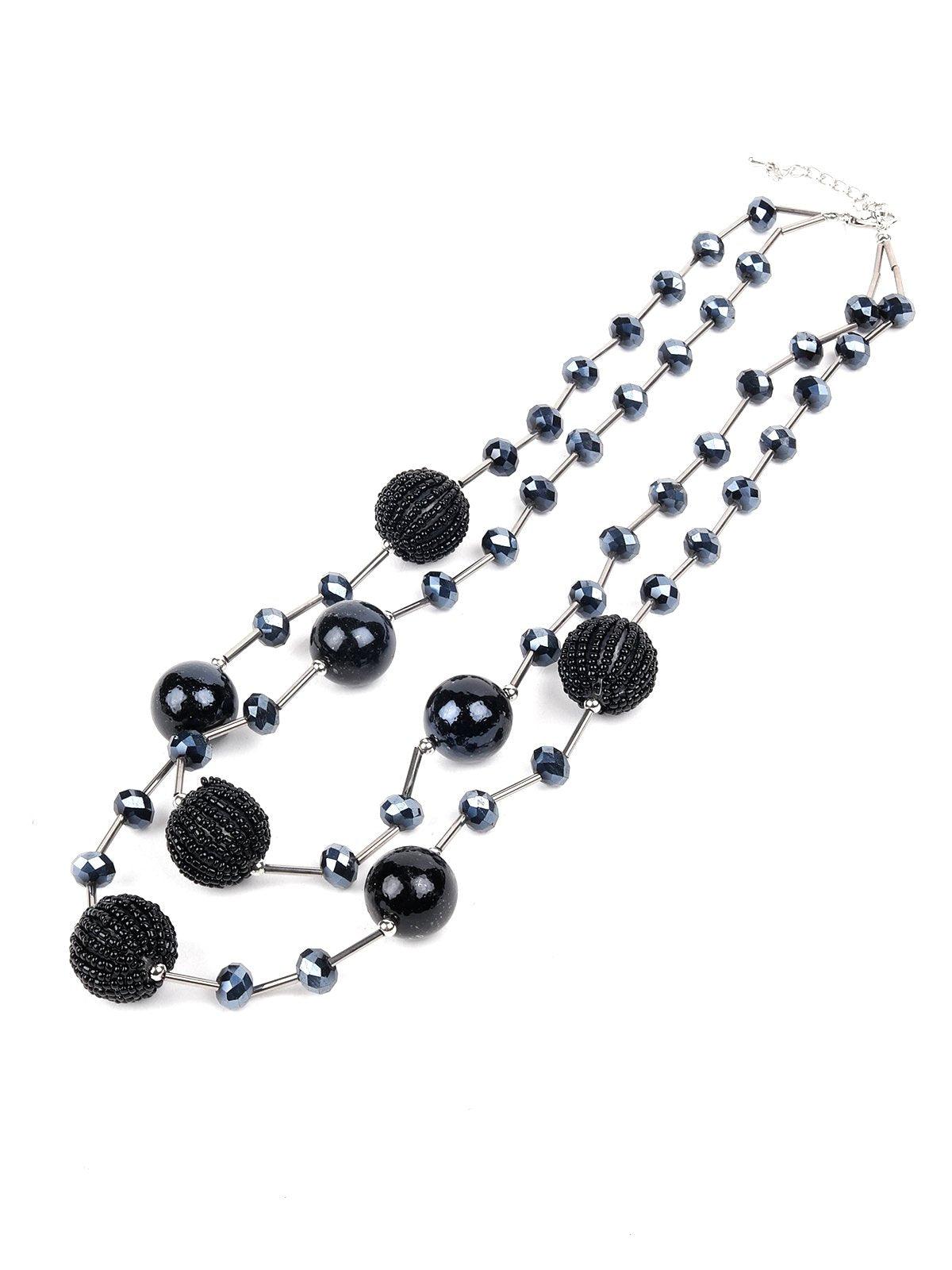 Women's Double Layered Beaded Station Necklace - Odette