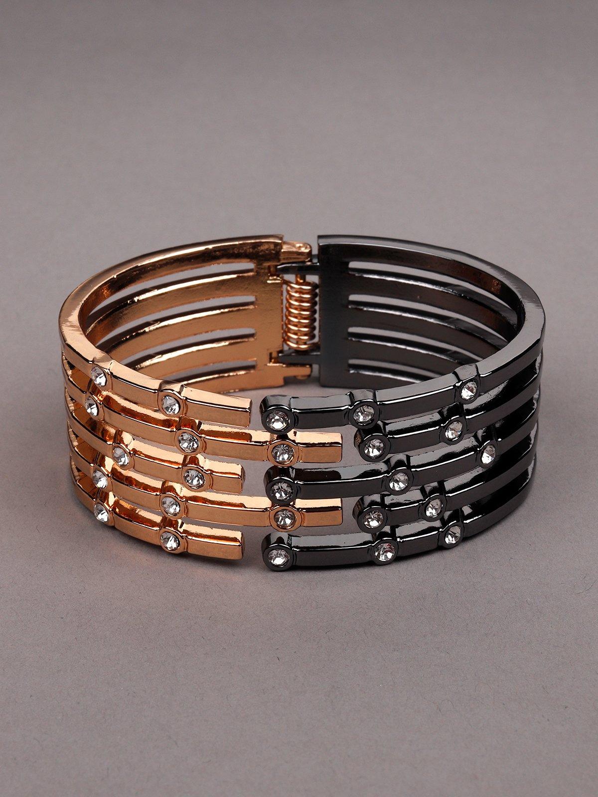 Women's Dual Coloured Gold And Smoke Silver Bracelet - Odette