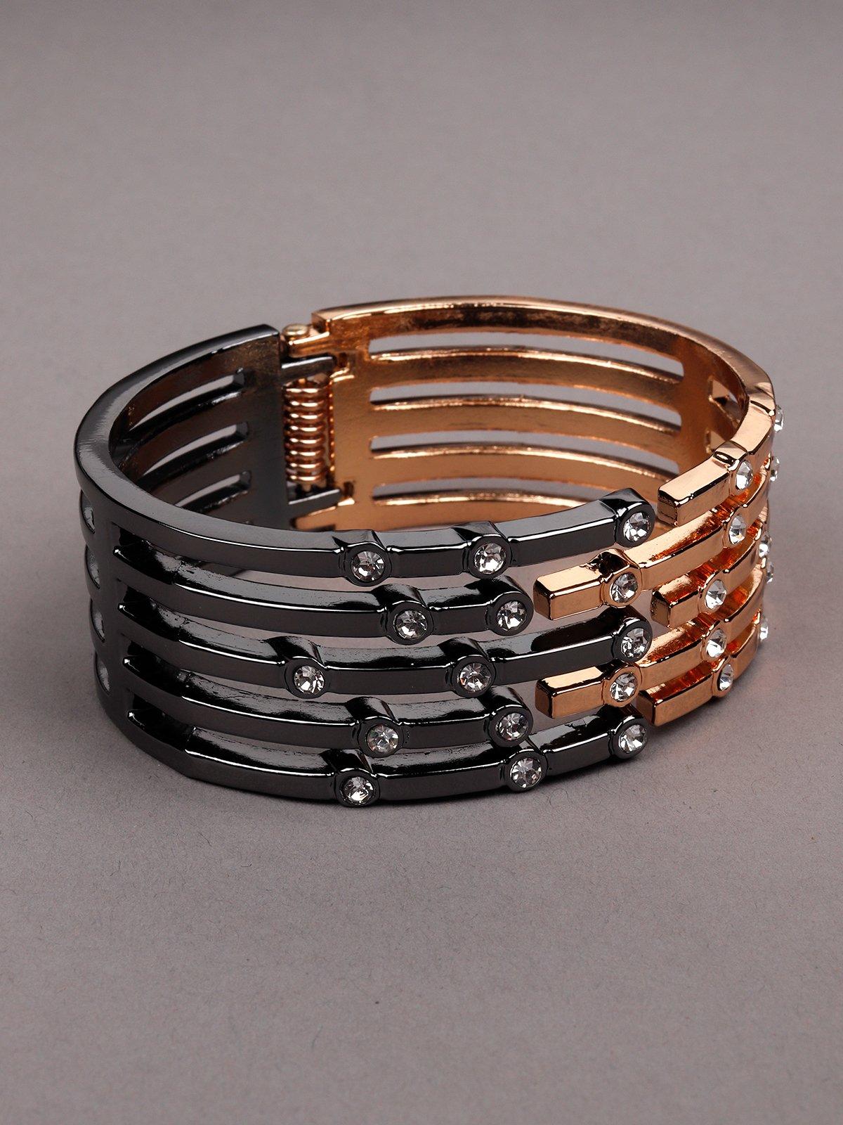 Women's Dual Coloured Gold And Smoke Silver Bracelet - Odette
