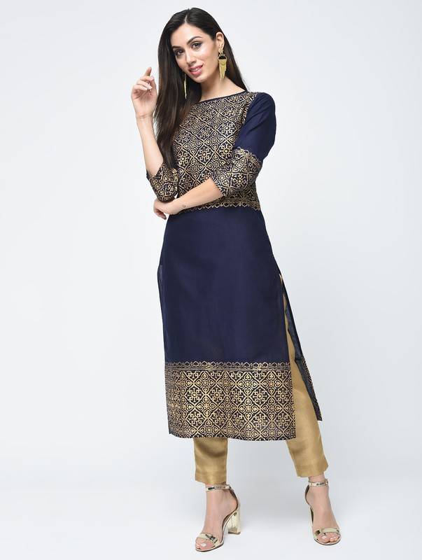 Buy Women's Block Printed Straight Kurta - Aniyah Online at Best Price ...