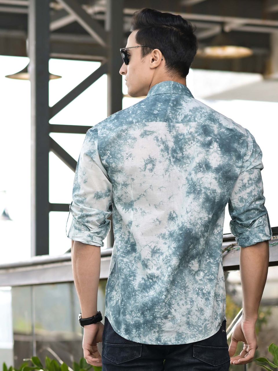 Men's Grey Tie Dye Cotton Shirt - Hatheli