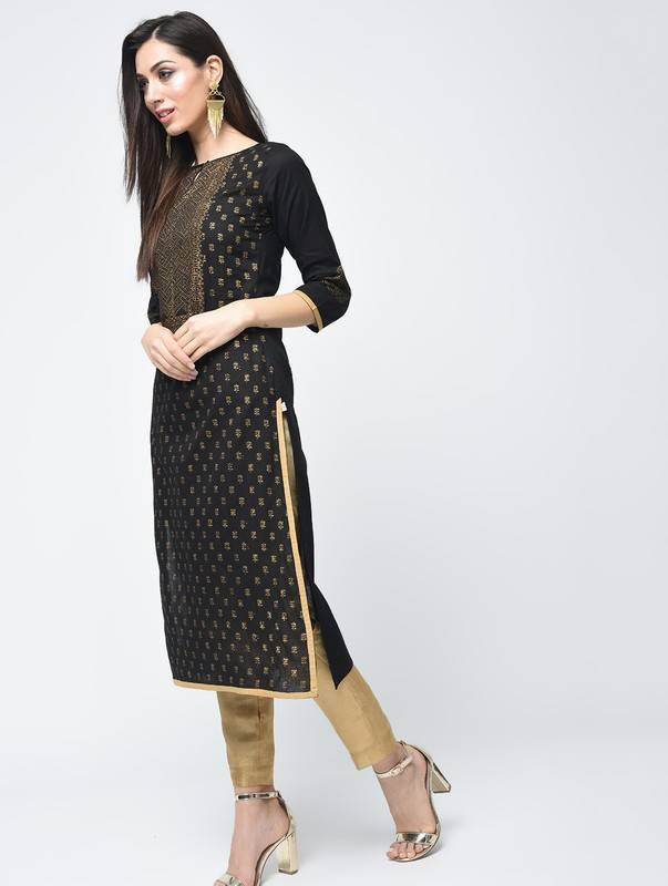Women's Block Printed Straight Kurta