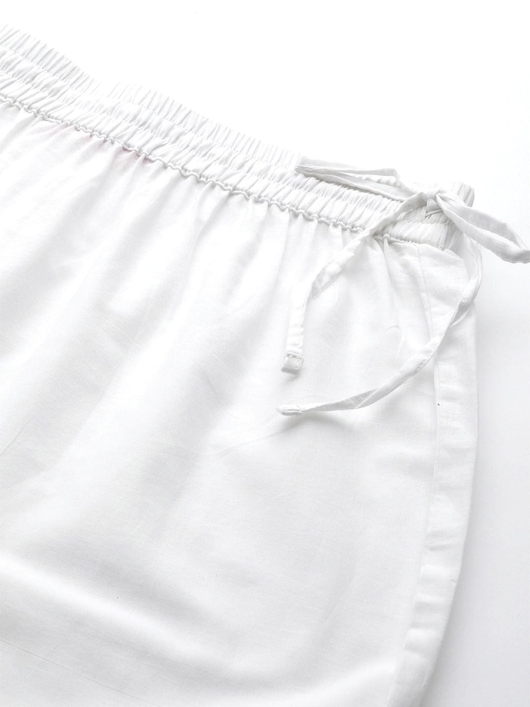 Women's White Gotta Hem Design Straight Cropped Palazzos - Varanga