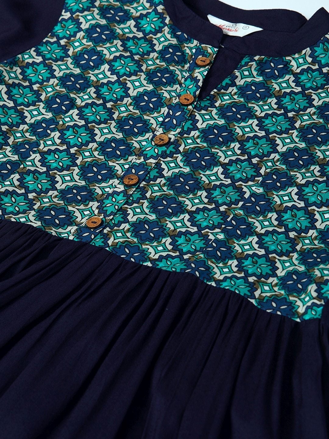 Women's Navy Blue Printed Detail Anarkali Kurta - Meeranshi