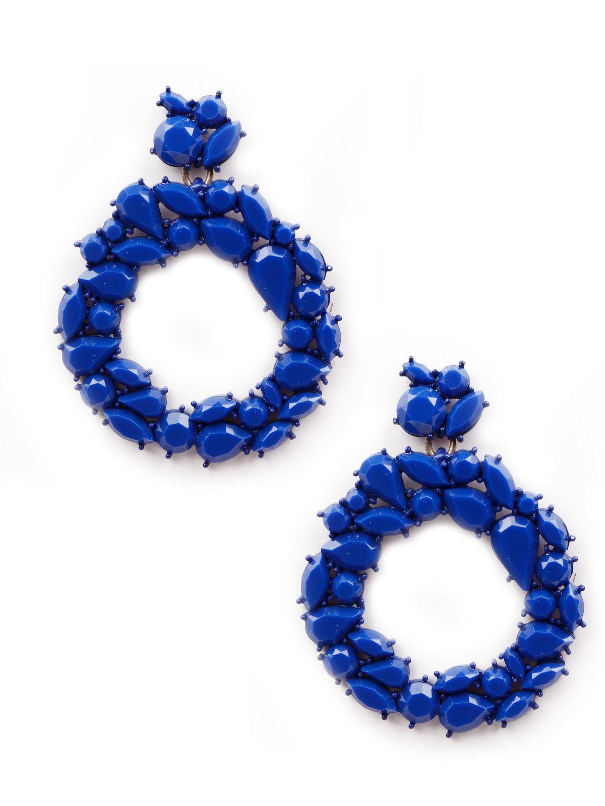 Women's Electric Blue Rounded Hoop Earrings - Odette
