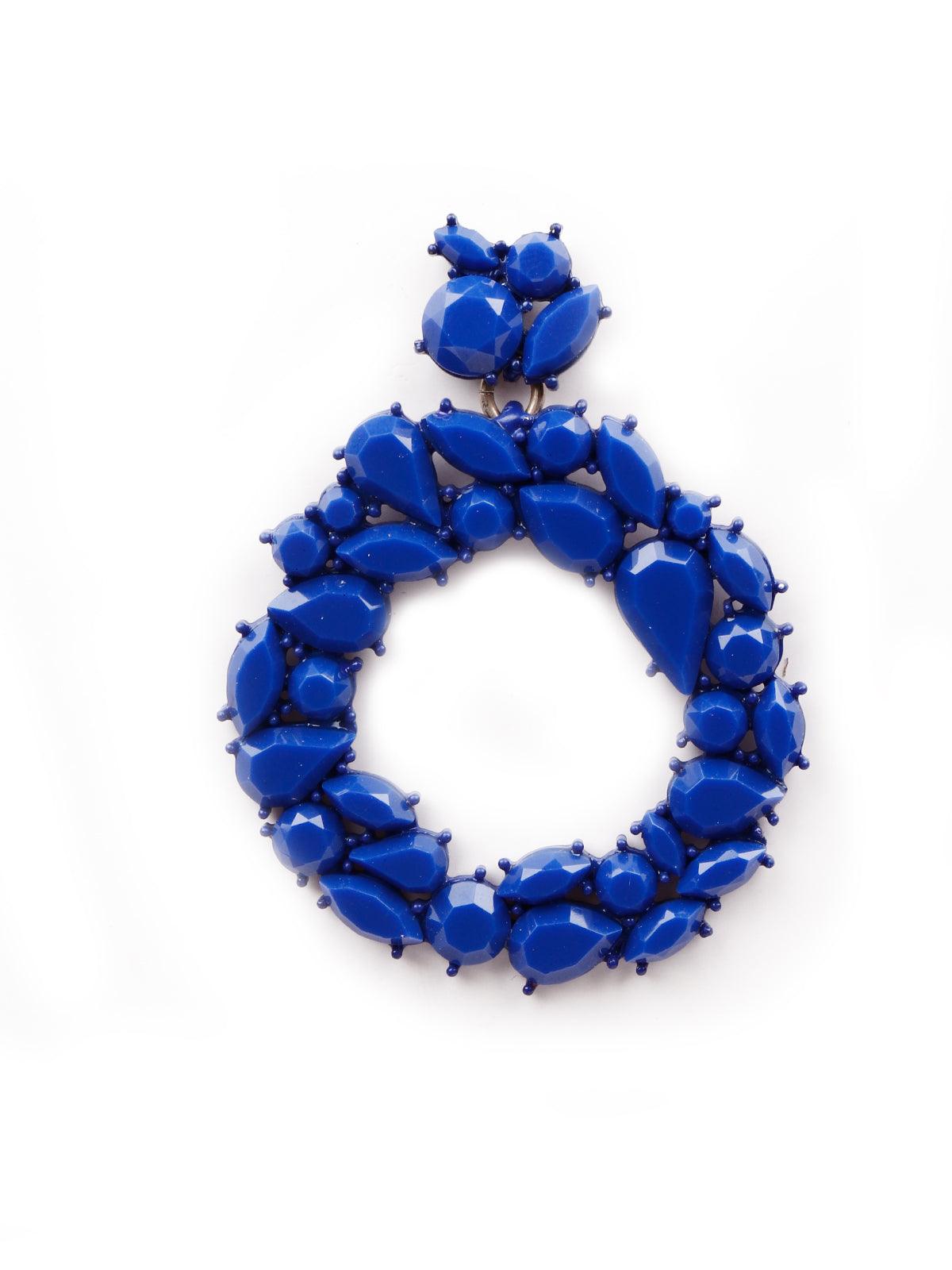 Women's Electric Blue Rounded Hoop Earrings - Odette