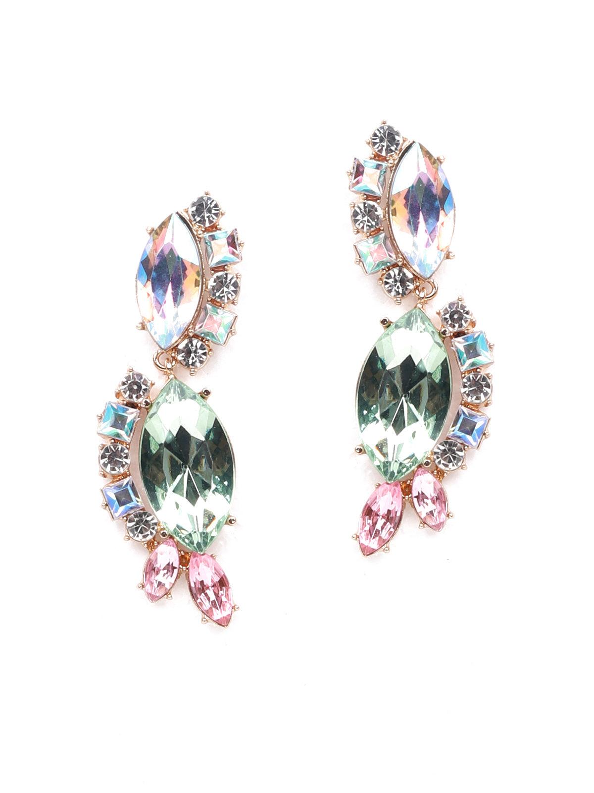 Women's Elegant Artificial Crystal Earrings-Silver - Odette