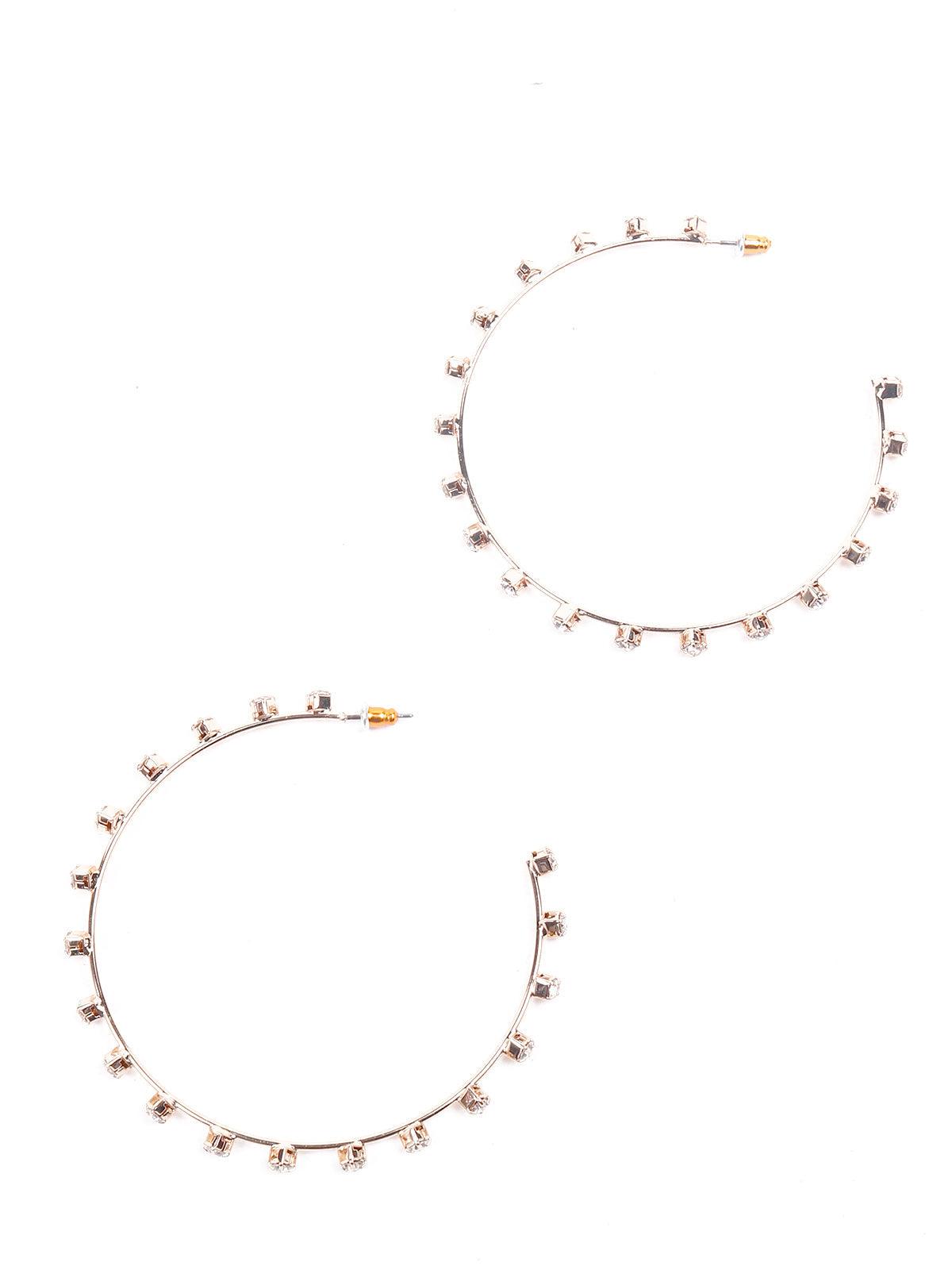 Women's Elegant Artificial Crystal Hoop Earrings-Gold - Odette