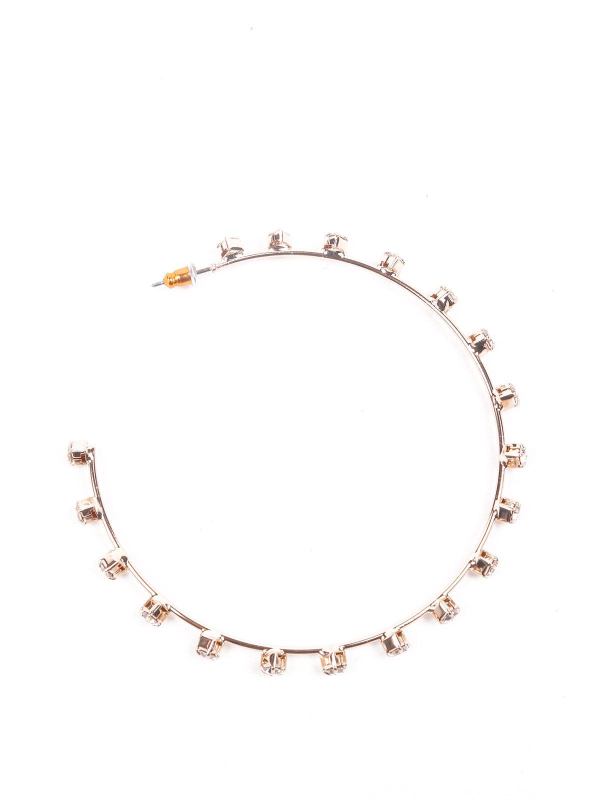 Women's Elegant Artificial Crystal Hoop Earrings-Gold - Odette