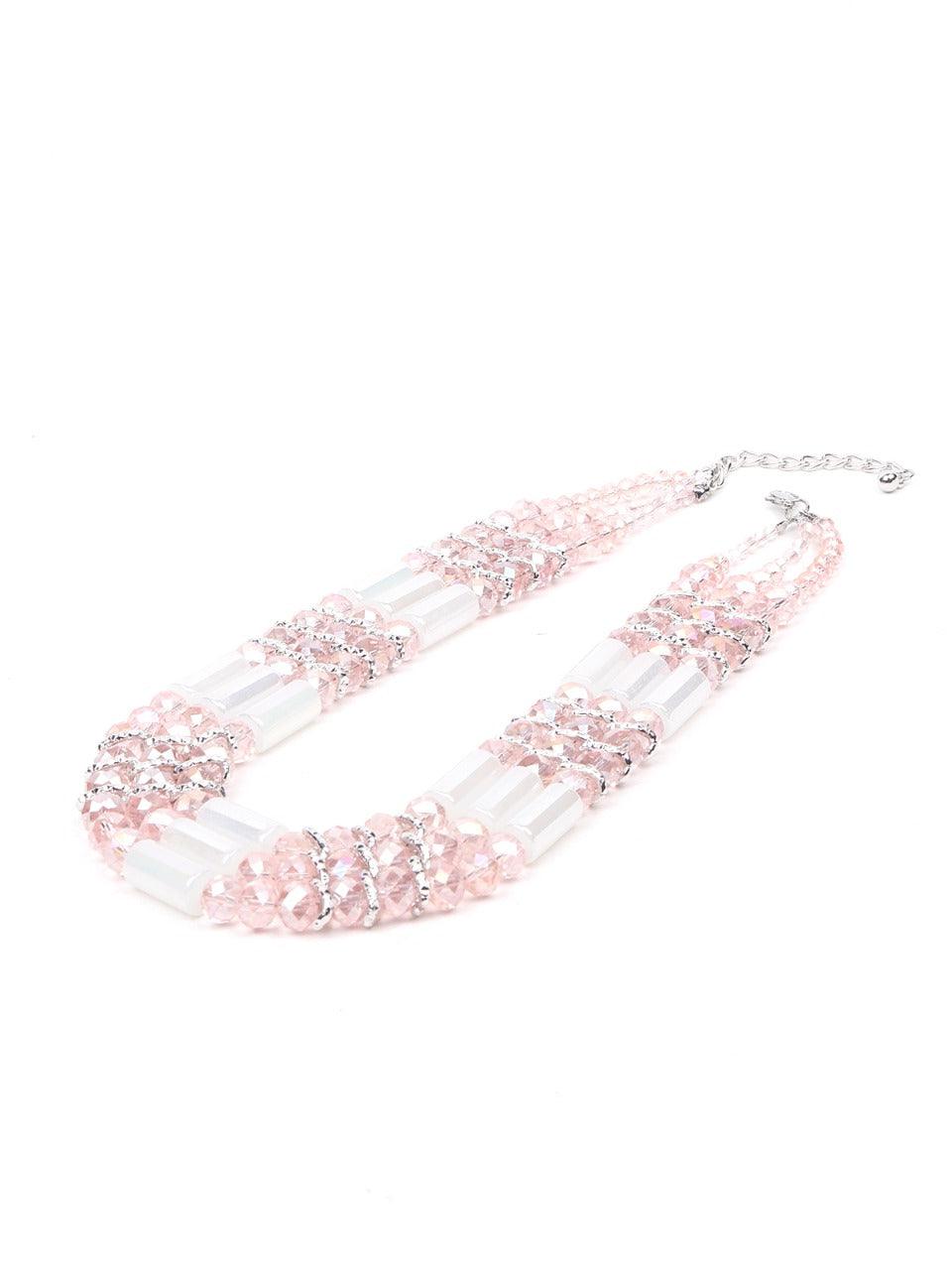 Women's Elegant Baby Pink Layered Necklace - Odette