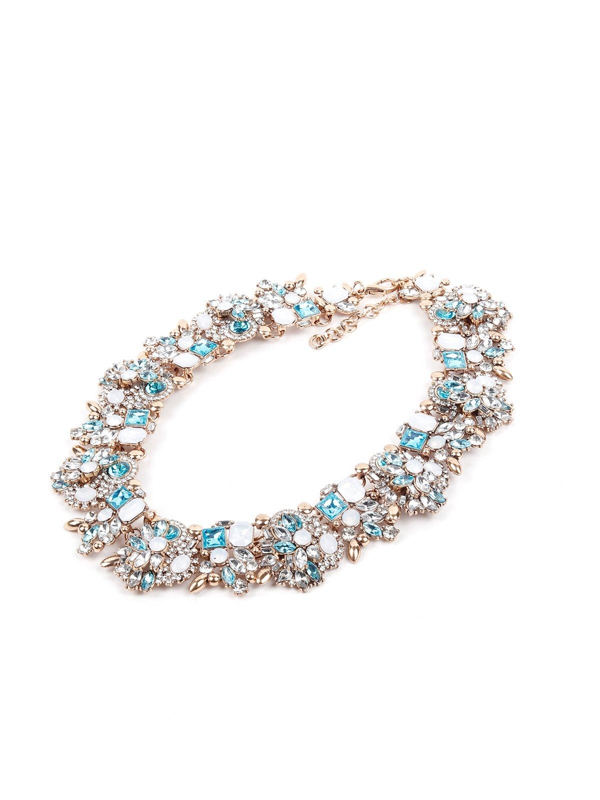 Women's Elegant Blue Crystal Statement Necklace - Odette