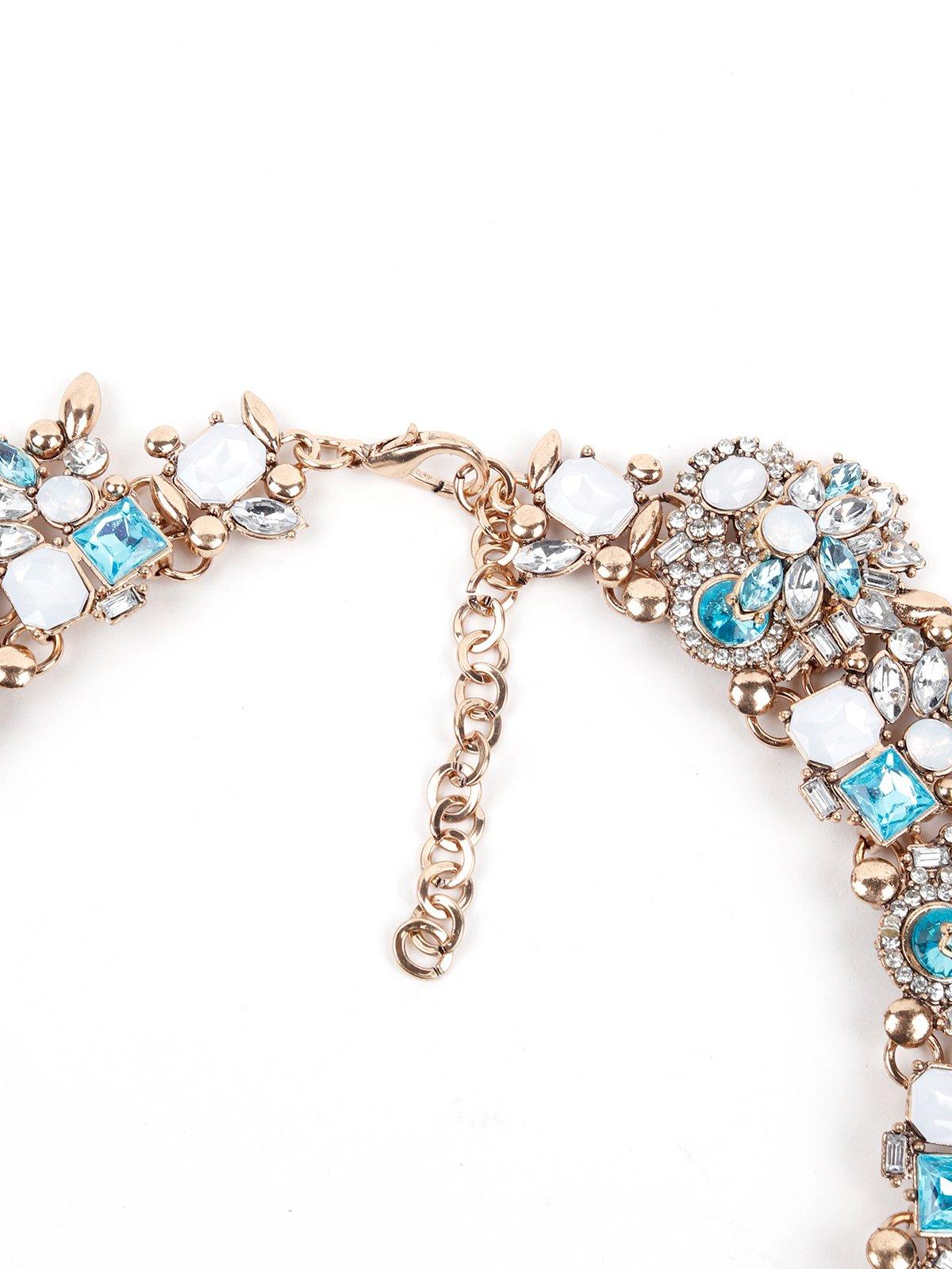 Women's Elegant Blue Crystal Statement Necklace - Odette
