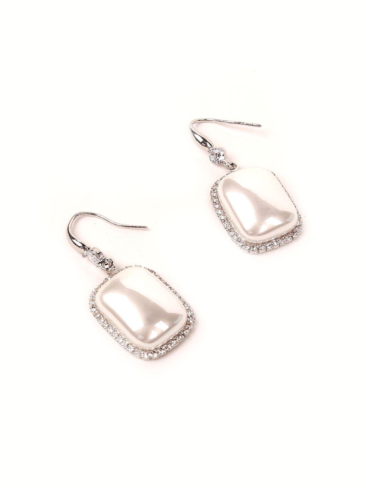Women's Elegant Crystal Stone Drop Earrings -Silver - Odette