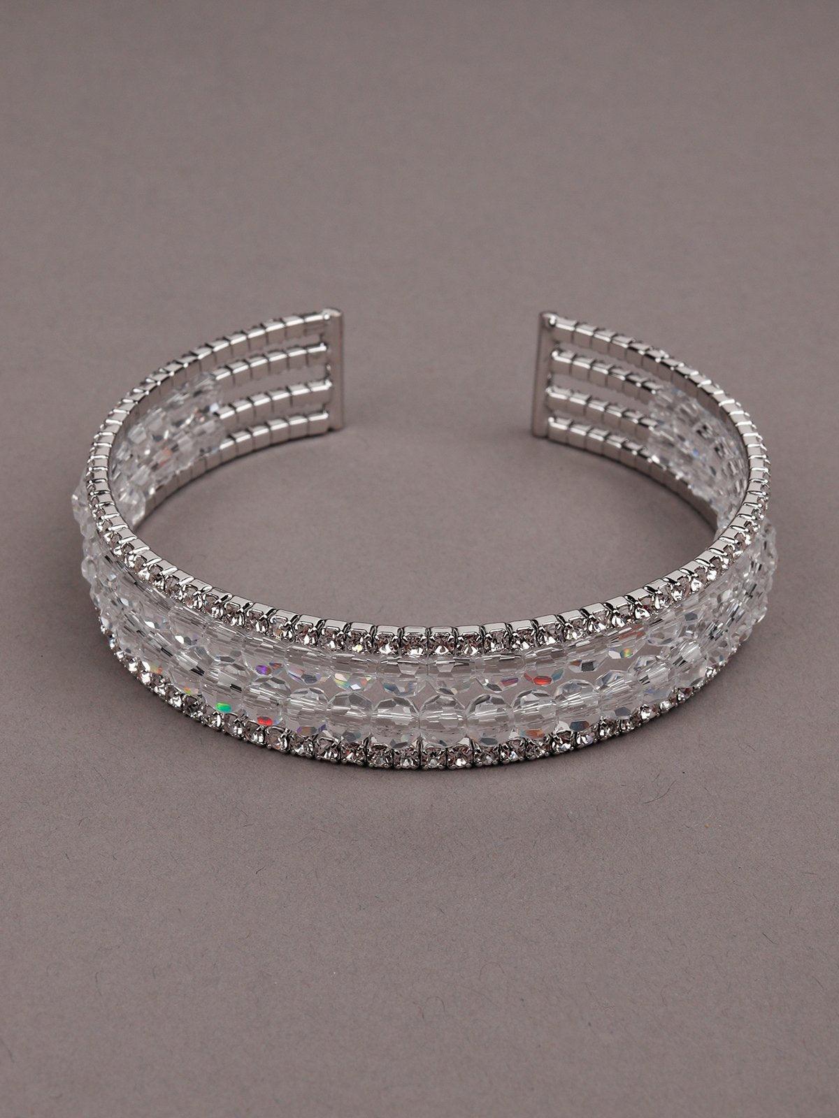 Women's Elegant Four-Layered Crystal Bracelet -Silvertone - Odette