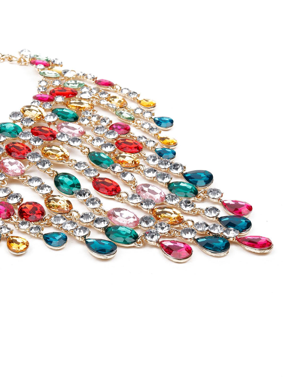 Women's Elegant Gemstone Dropping Crystal Necklace - Odette