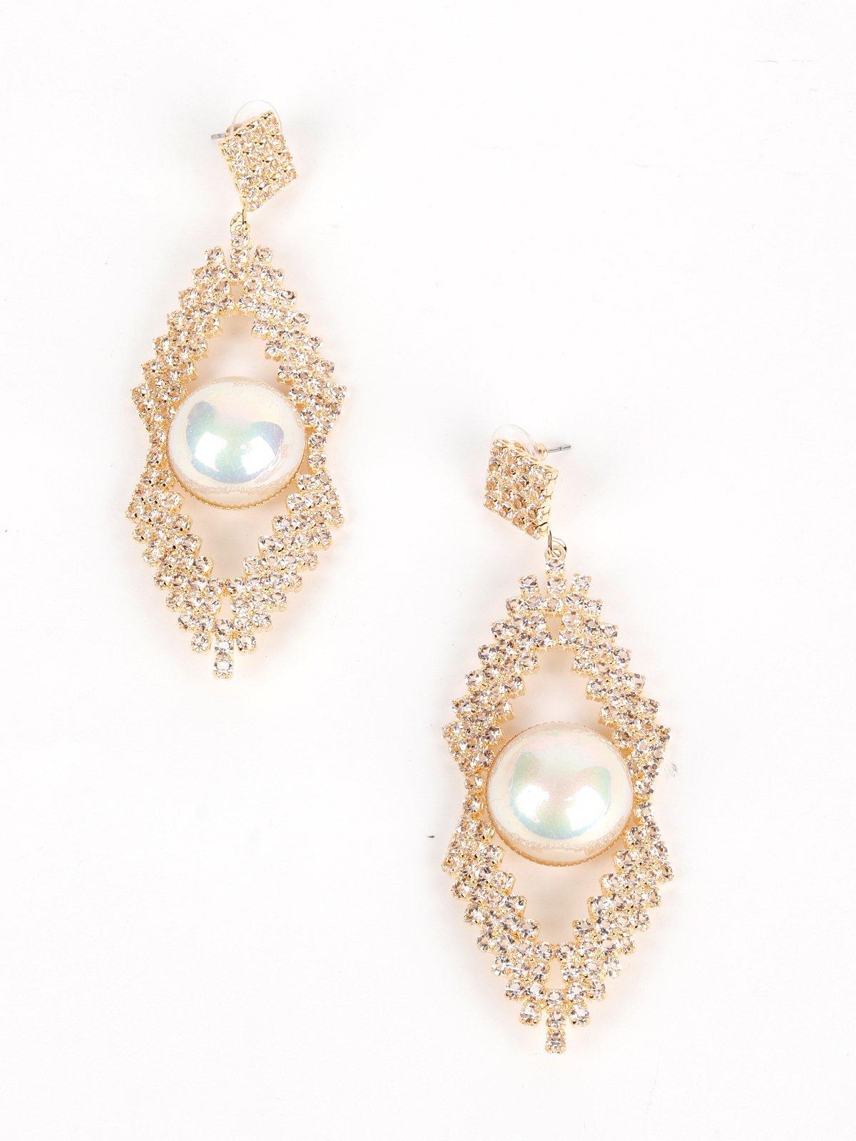 Women's Elegant Golden Pearl Drop Studs - Odette