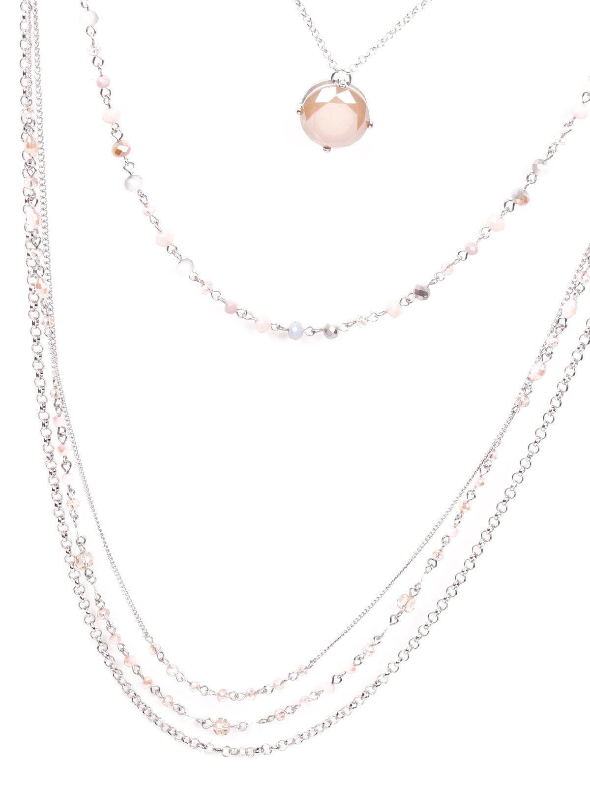 Women's Elegant Multilayered Soft Pink Necklace - Odette