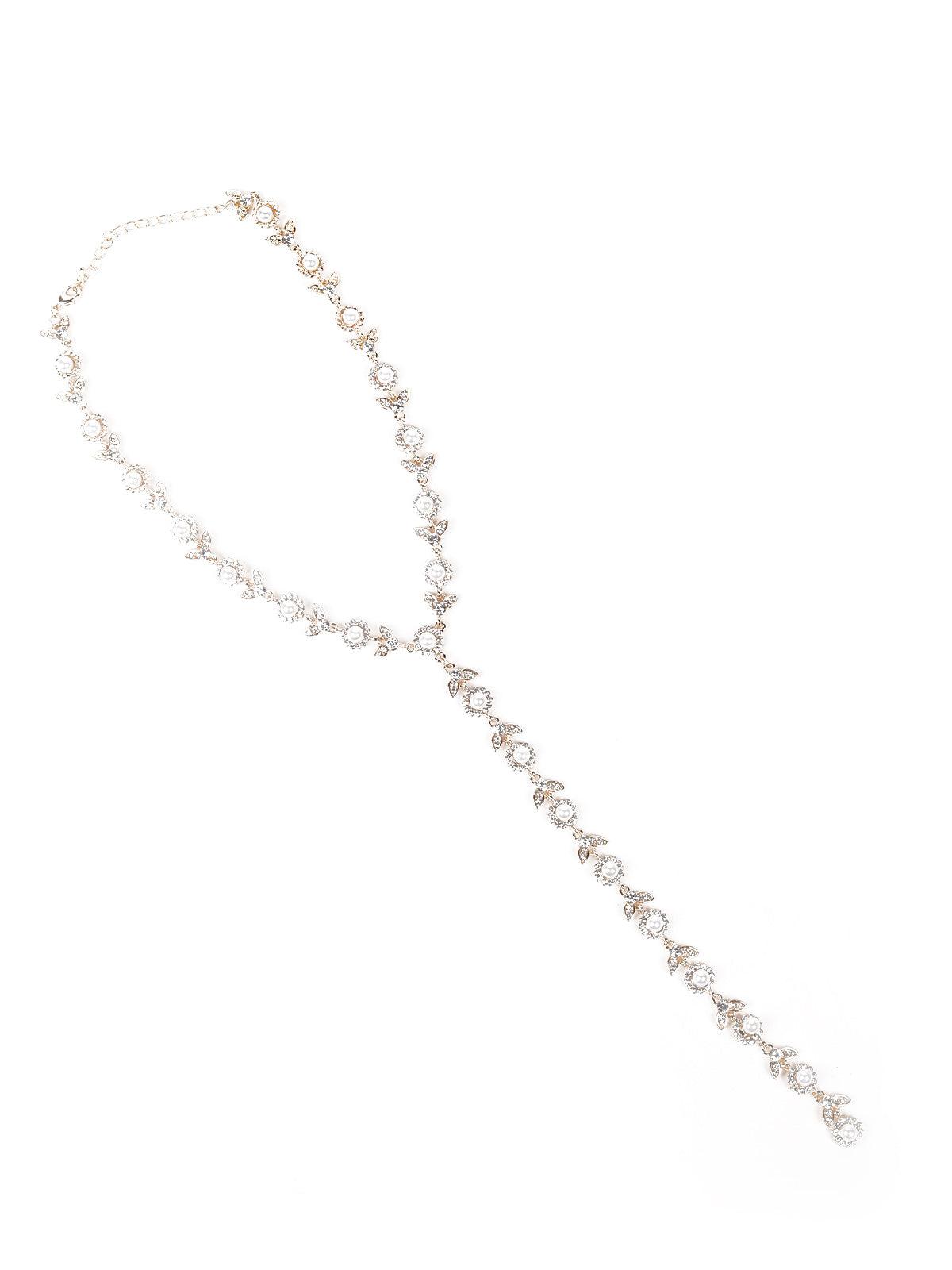 Women's Elegant Studded Plunge Necklace - Odette