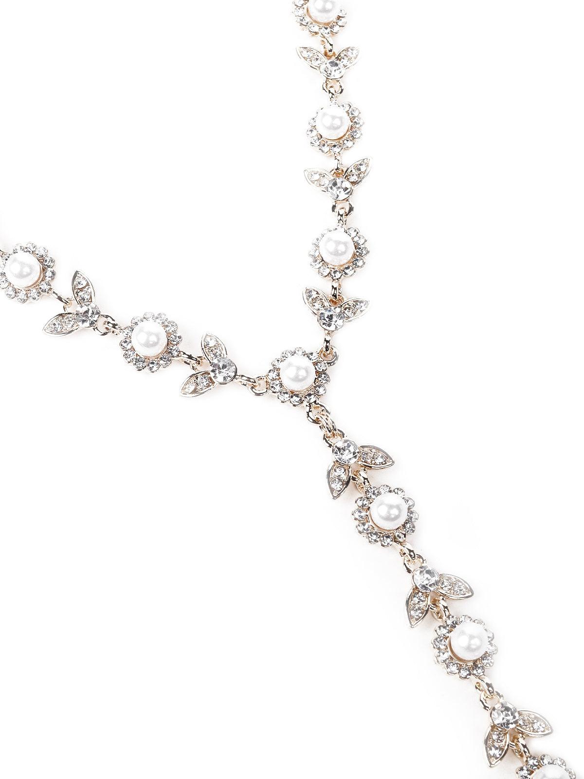 Women's Elegant Studded Plunge Necklace - Odette