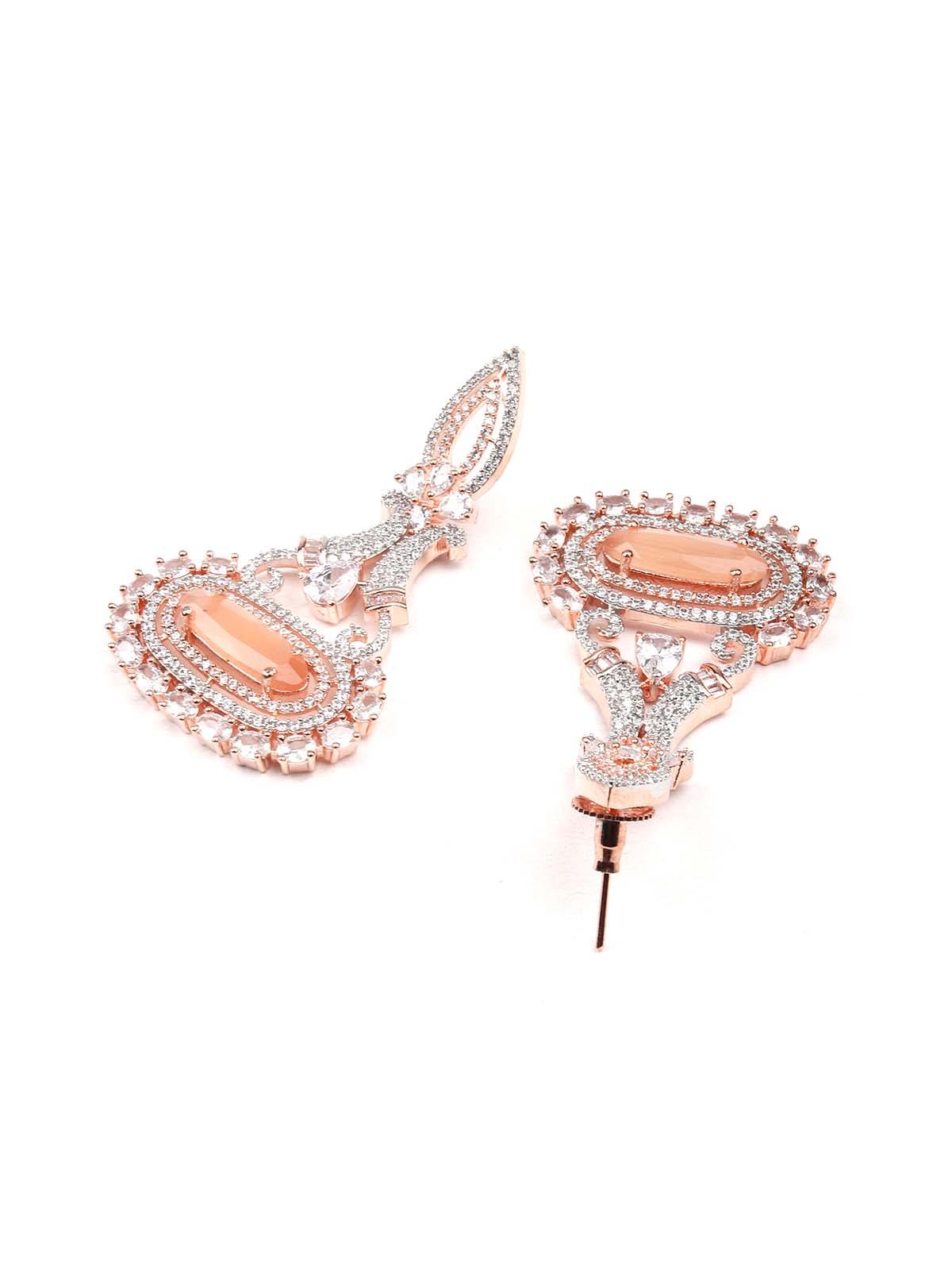 Women's Elegant Stunning Peach Dangle Earrings - Odette