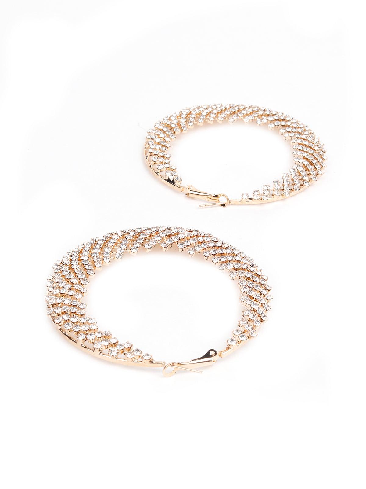 Women's Elegant Twisted Crystal-Studded Hoop Earrings G - Odette