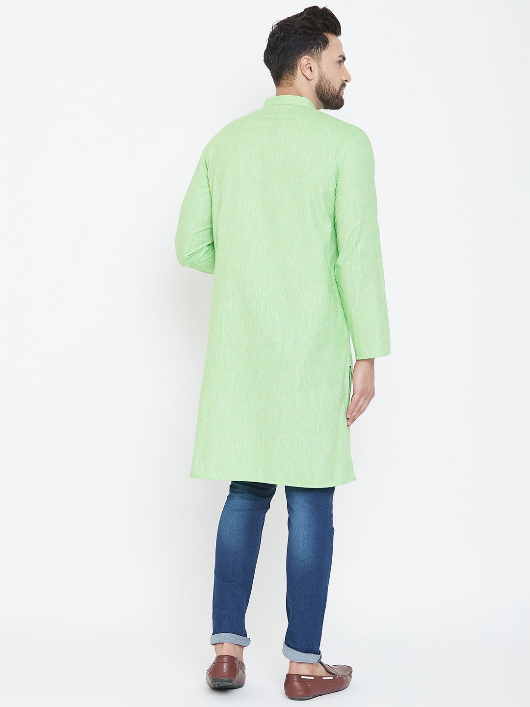 Men's Light Green Cotton Kurta
