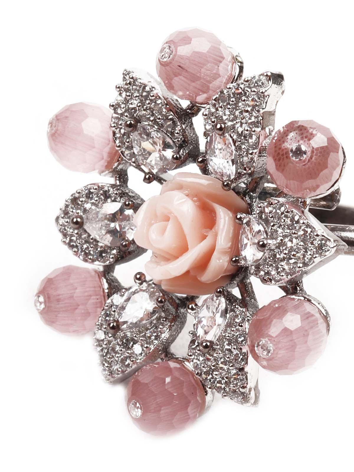 Women's Embellished Austrian Diamond Studded Ring - Odette