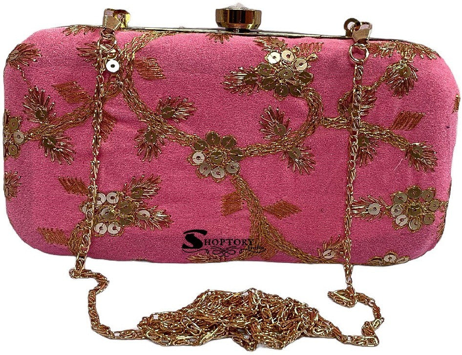 Women's Embroidered Casual  Sling Bag For Clutch Handpurse, Babypink - Ritzie