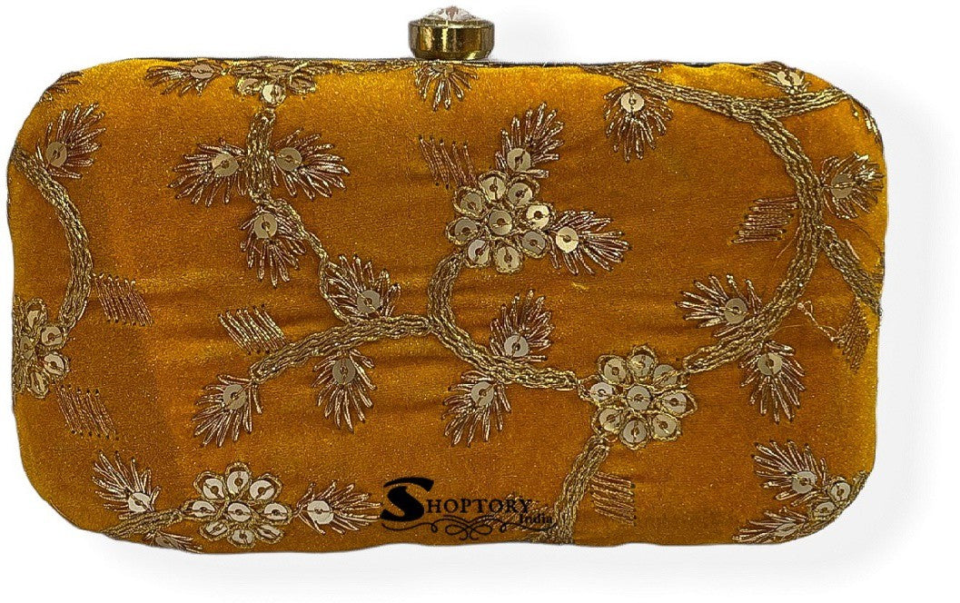 Women's Embroidered Casual  Sling Bag For Clutch Handpurse, Yellow - Ritzie
