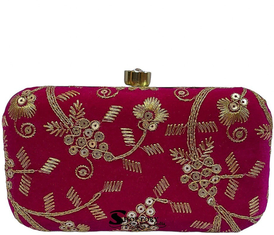 Women's Embroidered Casual  Sling Bag For Clutch Handpurse, Pink - Ritzie