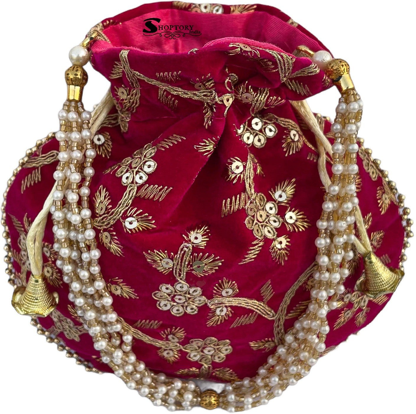 Women's Embroidered Velvet Potli Bags , Wedding Gift - Ritzie
