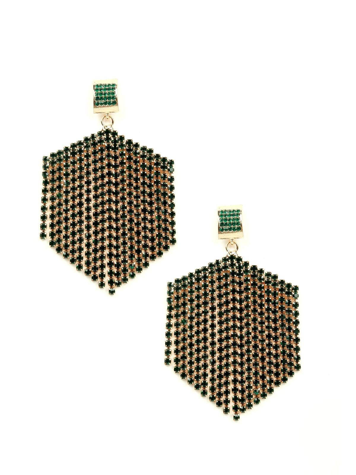 Women's Emerald Green Tassel Drop Earrings - Odette
