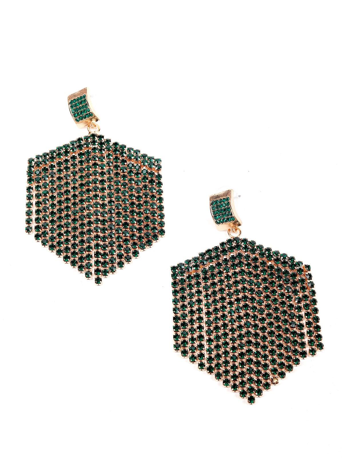 Women's Emerald Green Tassel Drop Earrings - Odette