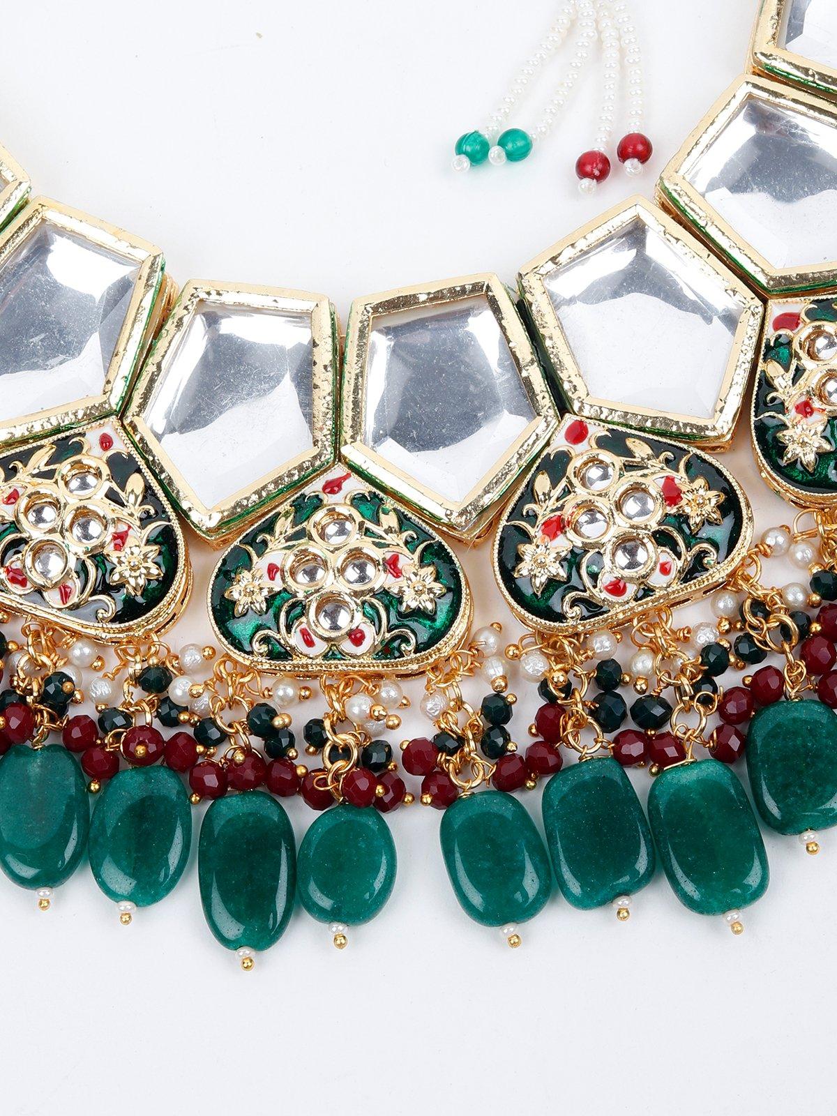 Women's Emeralds-Kundan Choker Necklace - Odette